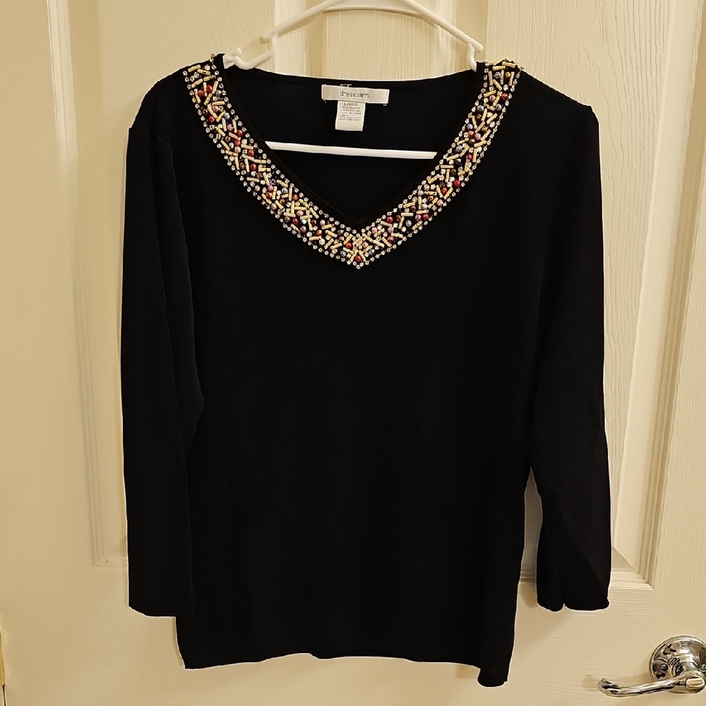 Dress Barn Embellished V Neck Blouse